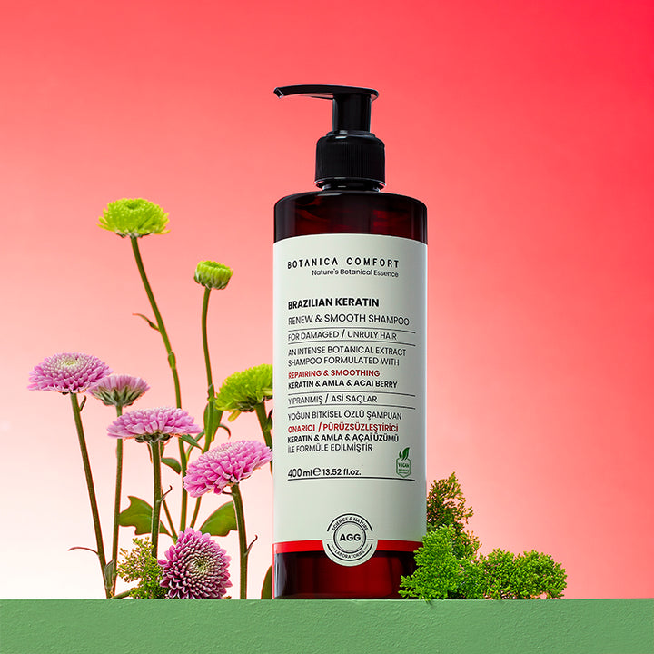 Botanica Comfort Brazilian Keratin Renew & Smooth Shampoo | For Damaged & Unruly Hair | Vegan