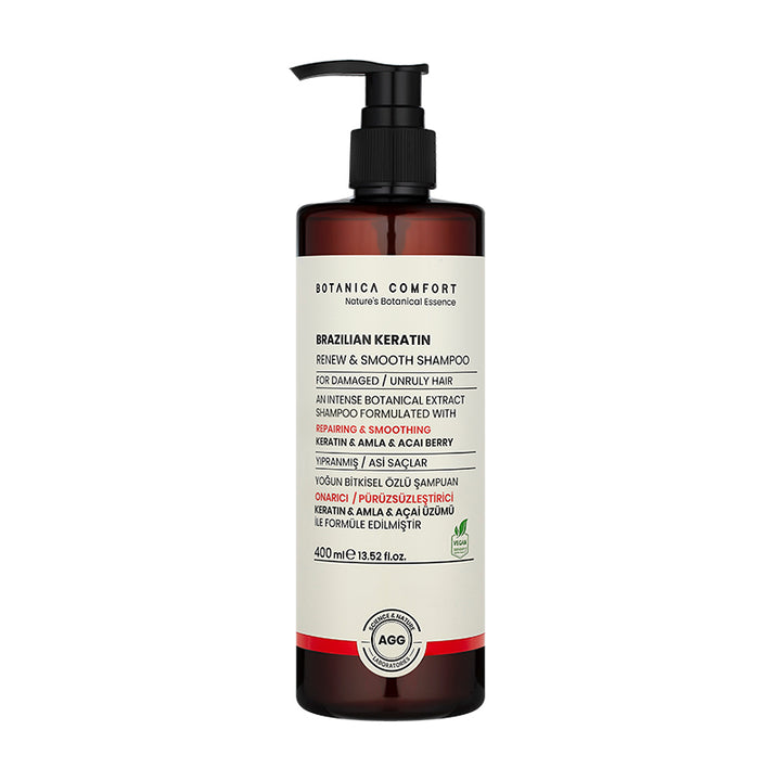 Botanica Comfort Brazilian Keratin Renew & Smooth Shampoo | For Damaged & Unruly Hair | Vegan