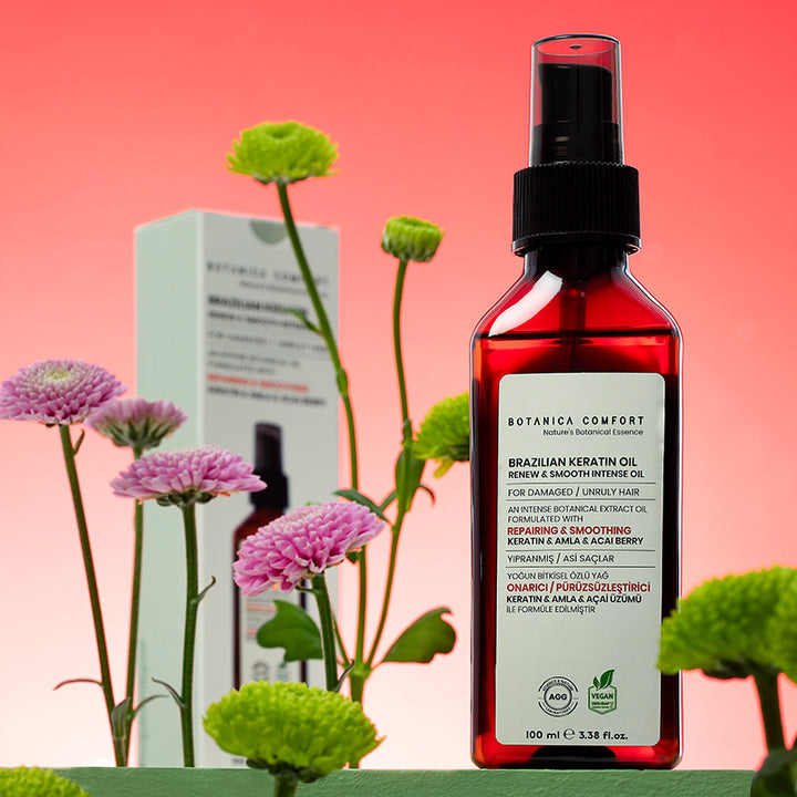 Botanica Comfort Brazilian Keratin Oil | Renew & Smooth Intense Oil | Keratin, Amla, & Acai Berry | Vegan