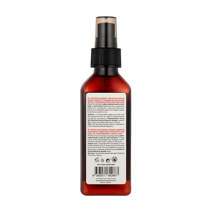 Botanica Comfort Brazilian Keratin Oil | Renew & Smooth Intense Oil | Keratin, Amla, & Acai Berry | Vegan