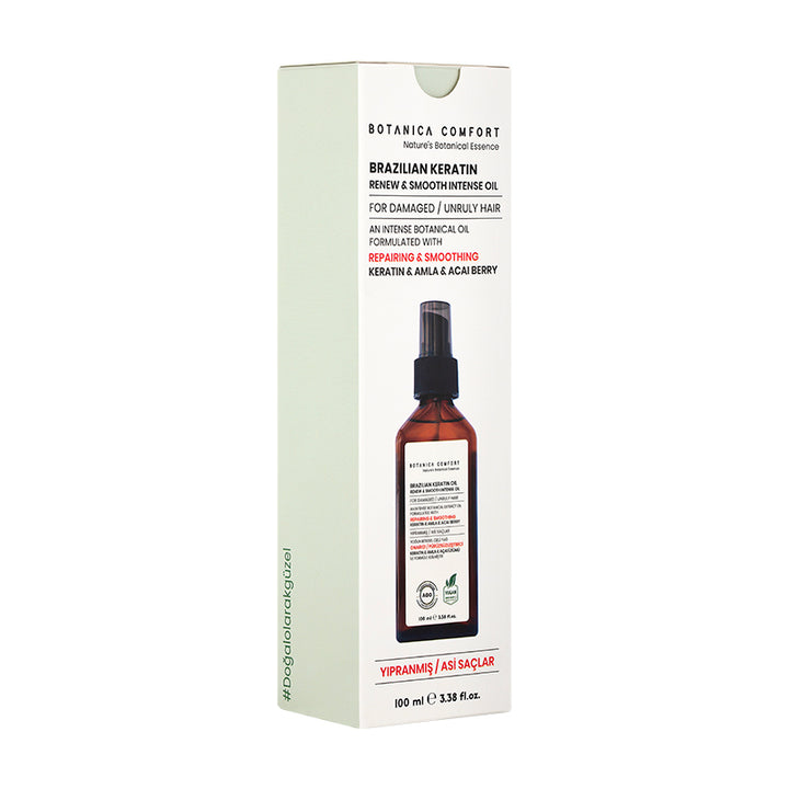Botanica Comfort Brazilian Keratin Oil | Renew & Smooth Intense Oil | Keratin, Amla, & Acai Berry | Vegan